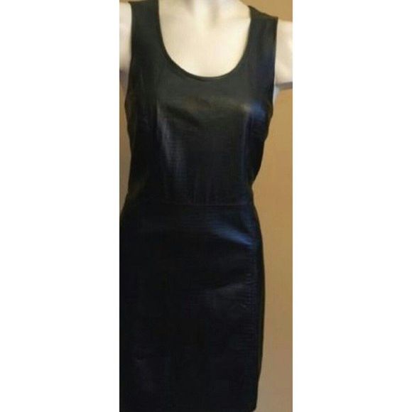 REAL LEATHER DRESS SHEATH CROC EMBOSSED MINI DRESS SMALL WOMENS - Picture 7 of 7